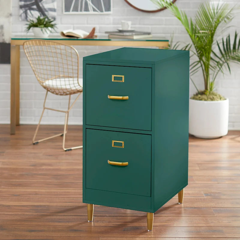 Schedario a 2 cassetti formato Letter con maniglie dorate