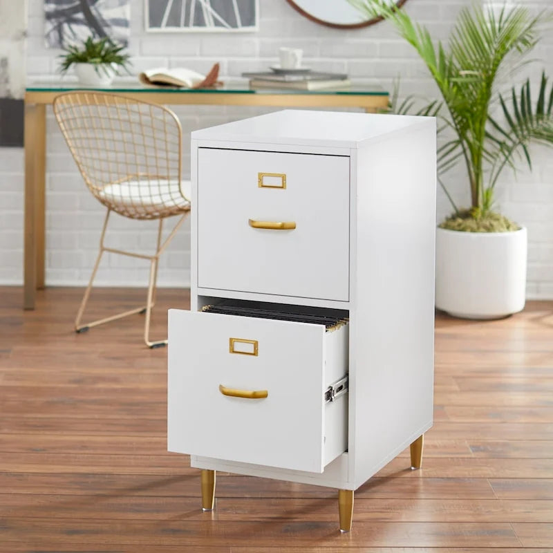 Schedario a 2 cassetti formato Letter con maniglie dorate