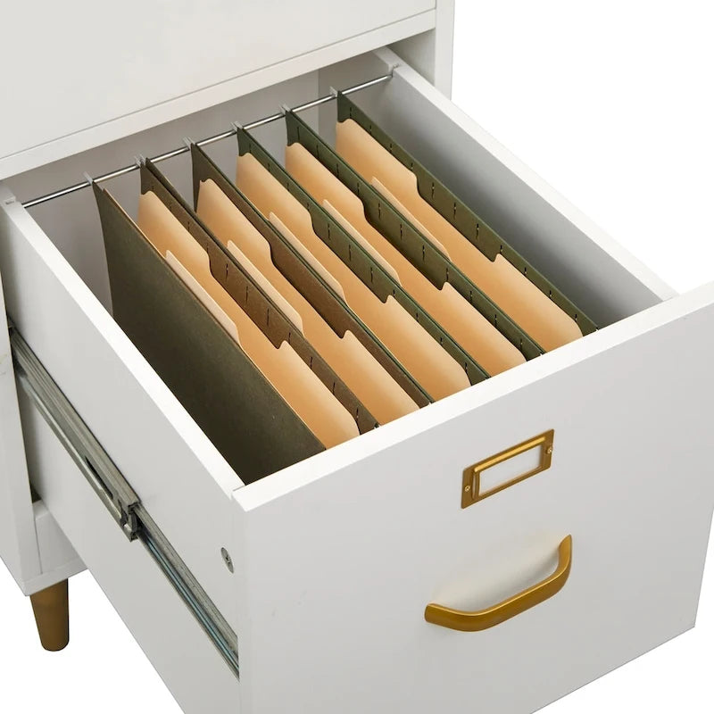 Schedario a 2 cassetti formato Letter con maniglie dorate