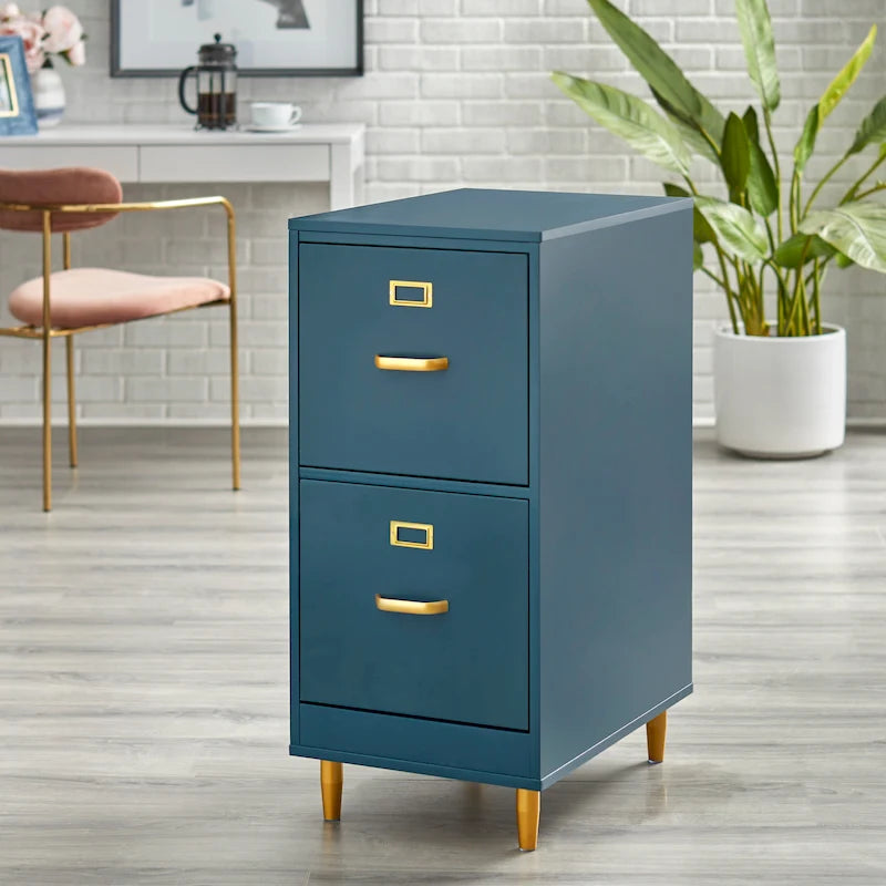 Schedario a 2 cassetti formato Letter con maniglie dorate