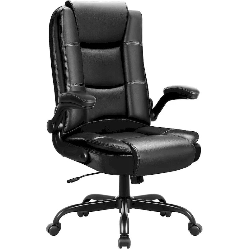 Sedia da ufficio ergonomica "Big & Tall" con schienale alto, altezza regolabile, in pelle, con braccioli imbottiti a scomparsa