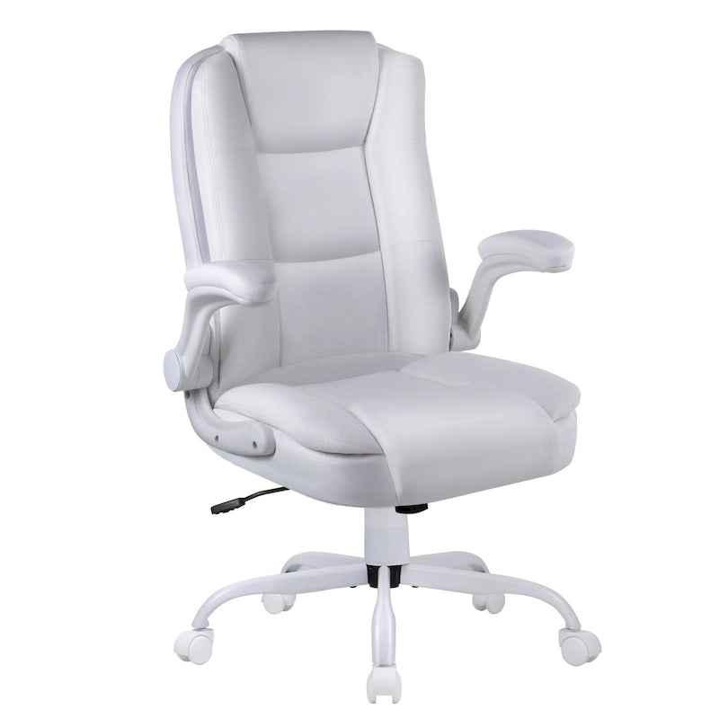 Sedia da ufficio ergonomica "Big & Tall" con schienale alto, altezza regolabile, in pelle, con braccioli imbottiti a scomparsa