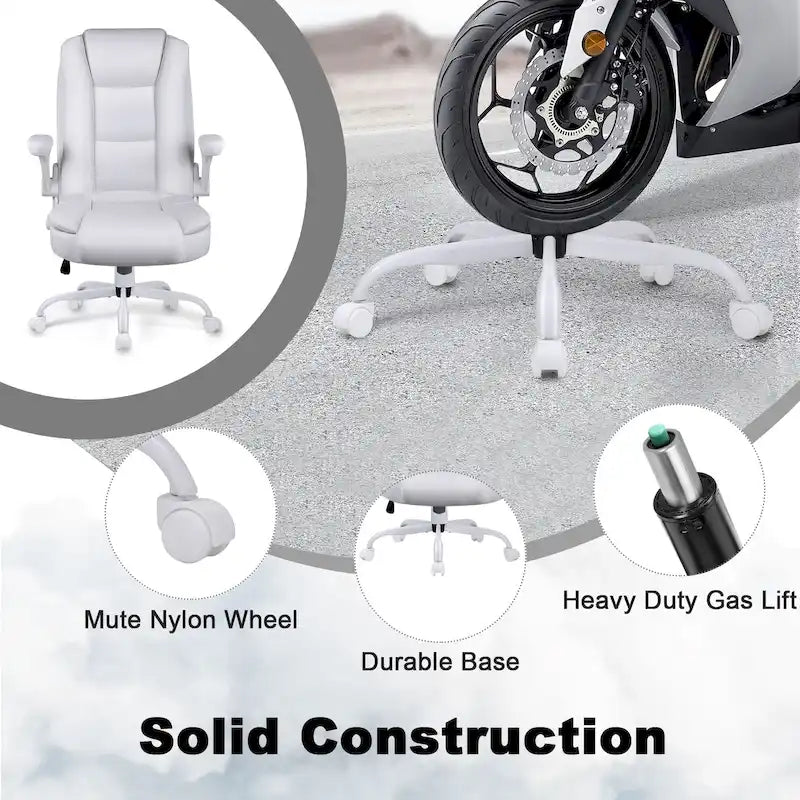 Sedia da ufficio ergonomica "Big & Tall" con schienale alto, altezza regolabile, in pelle, con braccioli imbottiti a scomparsa