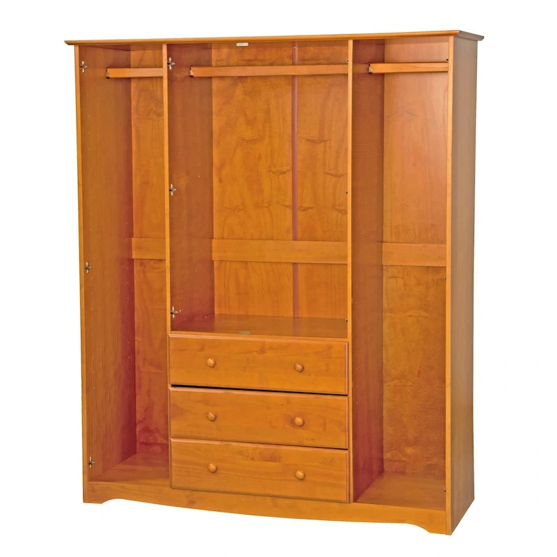 Armadio a 4 ante in 100% legno massello con maniglie in metallo o legno