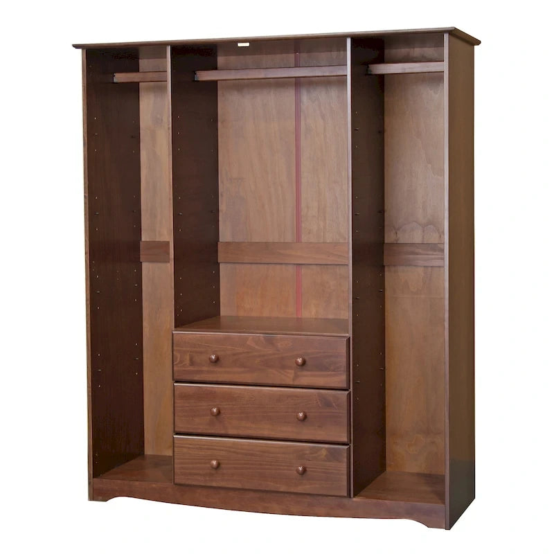 Armadio a 4 ante in 100% legno massello con maniglie in metallo o legno