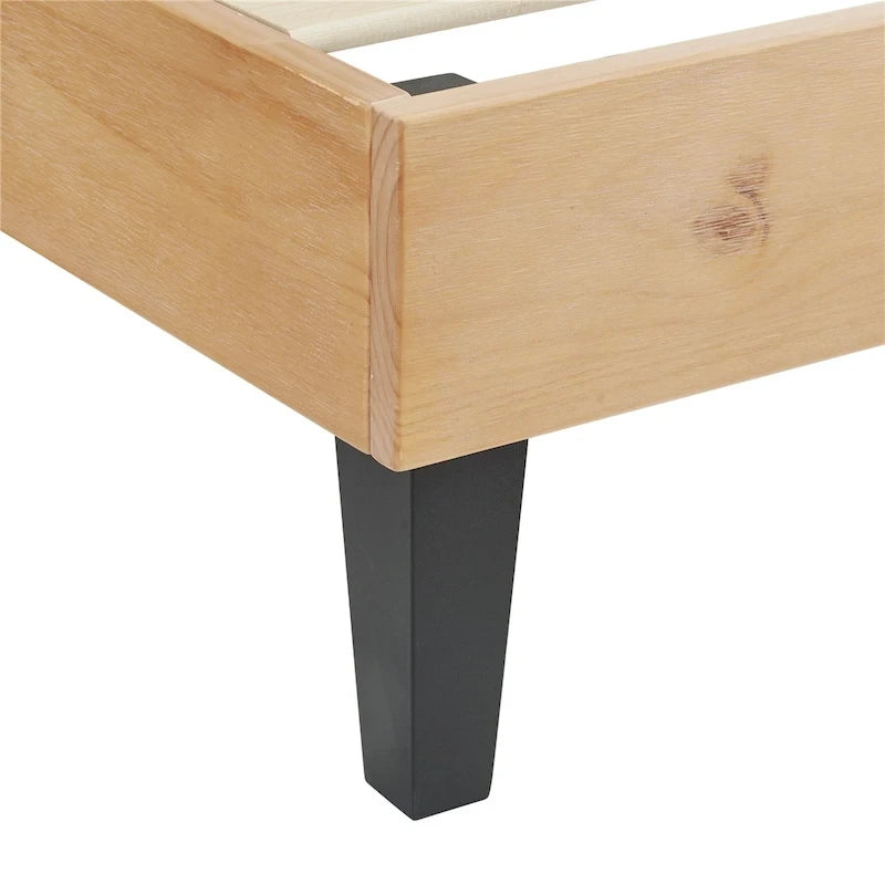Letto a piattaforma in legno massiccio moderno di metà secolo, struttura letto con testiera regolabile in altezza, non è richiesta la rete a molle
