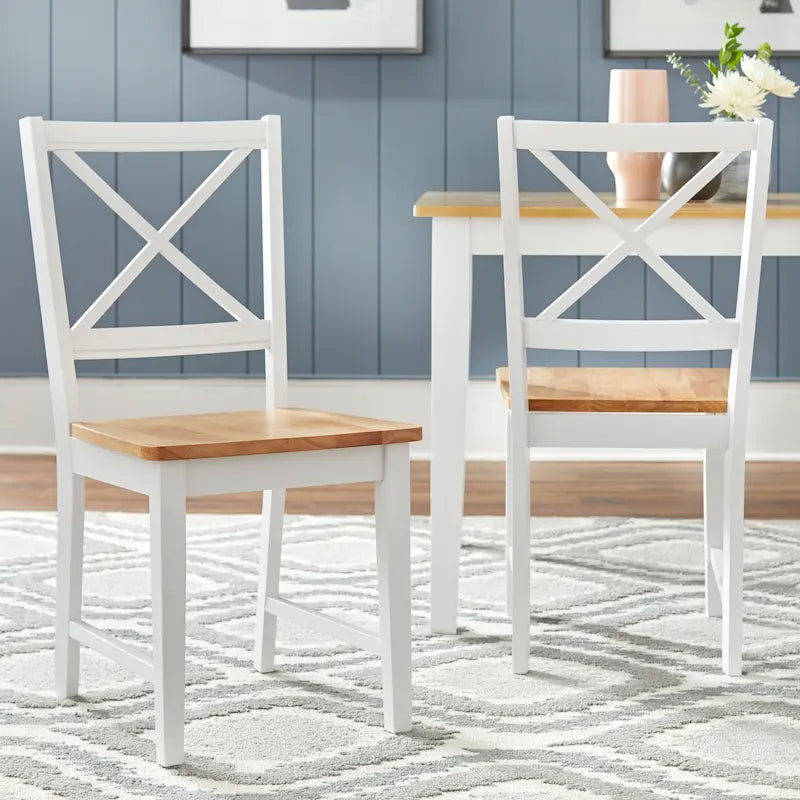 Set da pranzo Crossback bianco/naturale da 7 pezzi