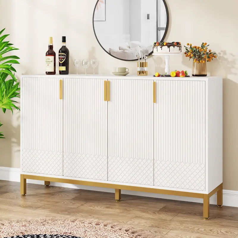 Credenza da Cucina da 55 Pollici, Mobile Buffet con Contenitore