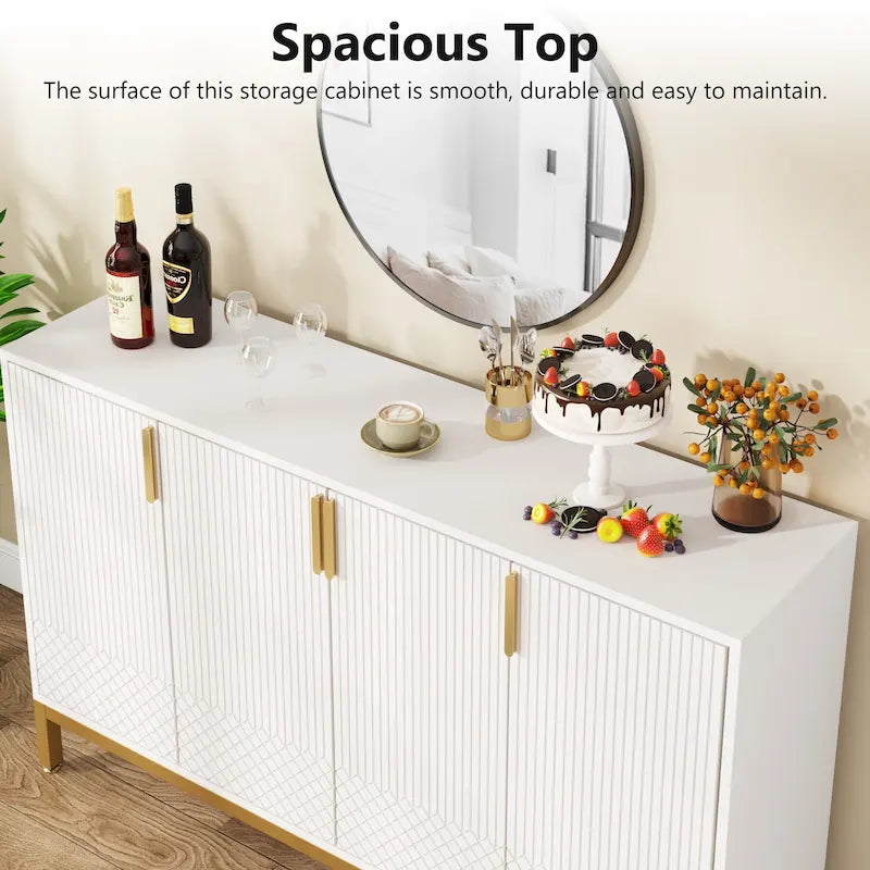 Credenza da Cucina da 55 Pollici, Mobile Buffet con Contenitore