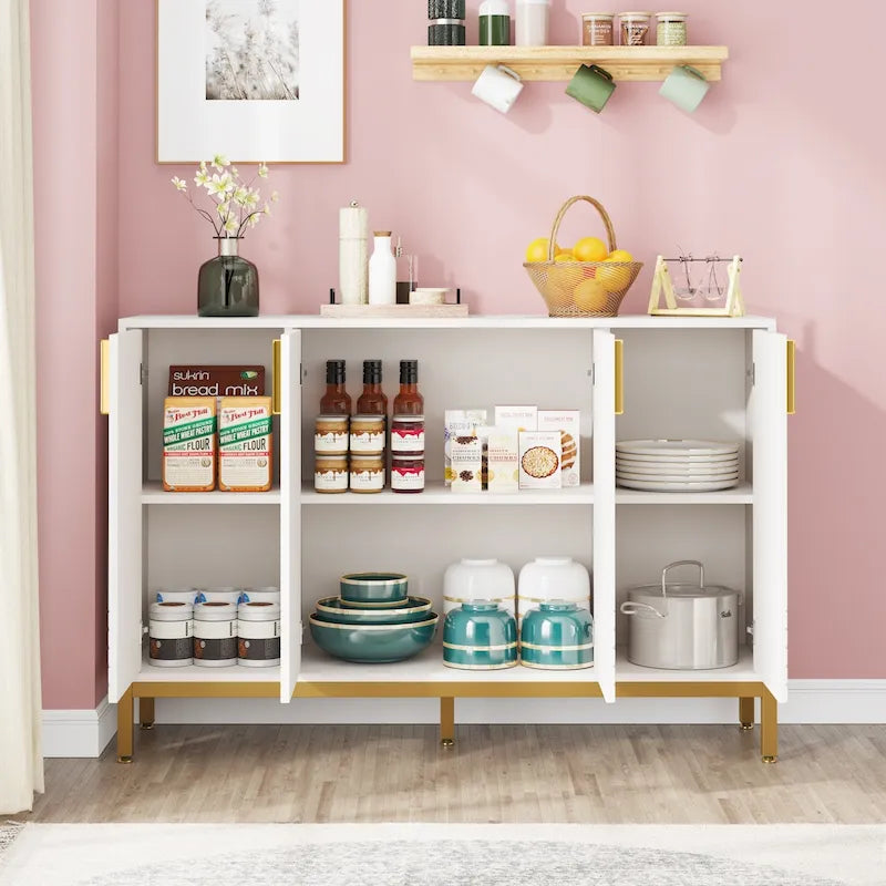Credenza da Cucina da 55 Pollici, Mobile Buffet con Contenitore