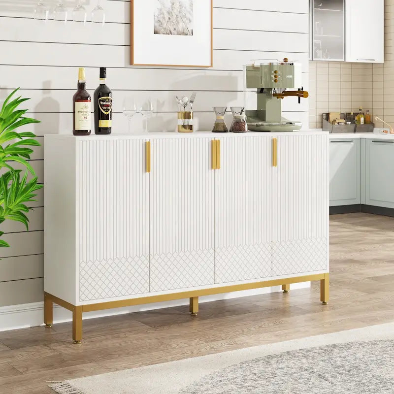 Credenza da Cucina da 55 Pollici, Mobile Buffet con Contenitore