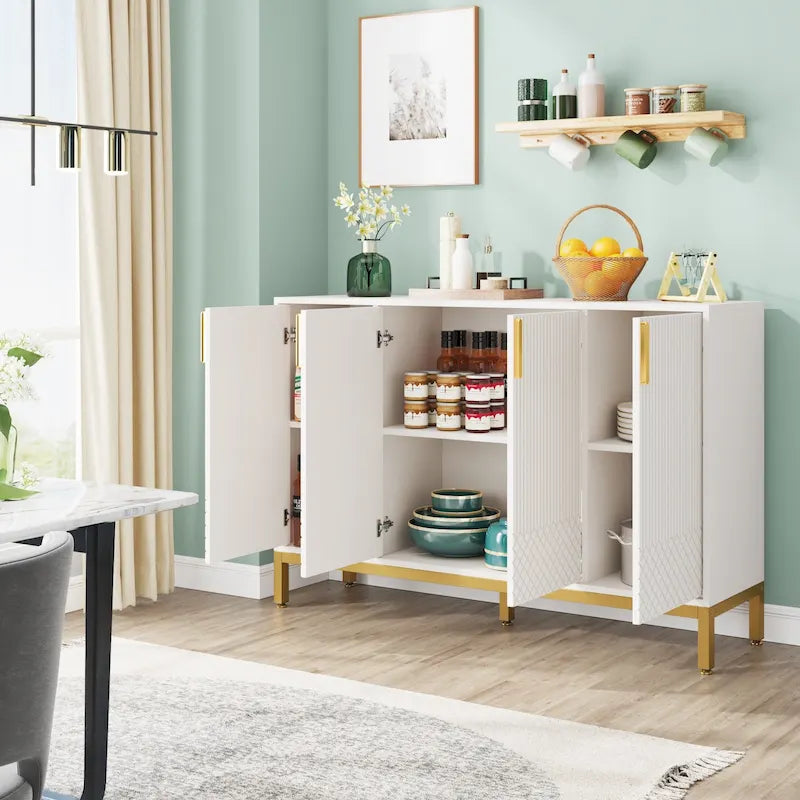Credenza da Cucina da 55 Pollici, Mobile Buffet con Contenitore