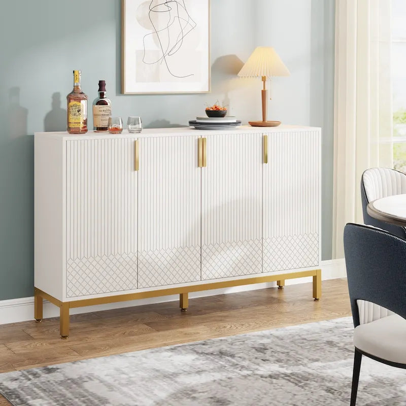 Credenza da Cucina da 55 Pollici, Mobile Buffet con Contenitore