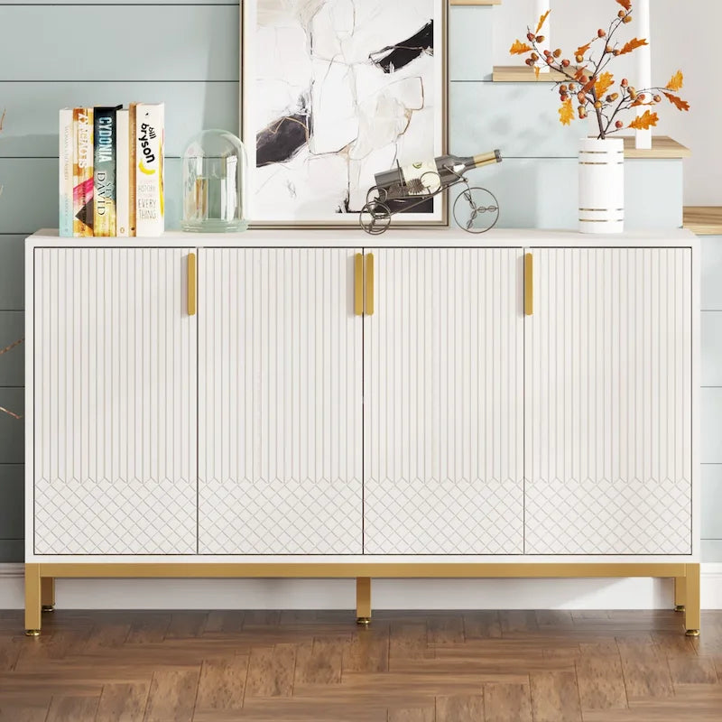 Credenza da Cucina da 55 Pollici, Mobile Buffet con Contenitore