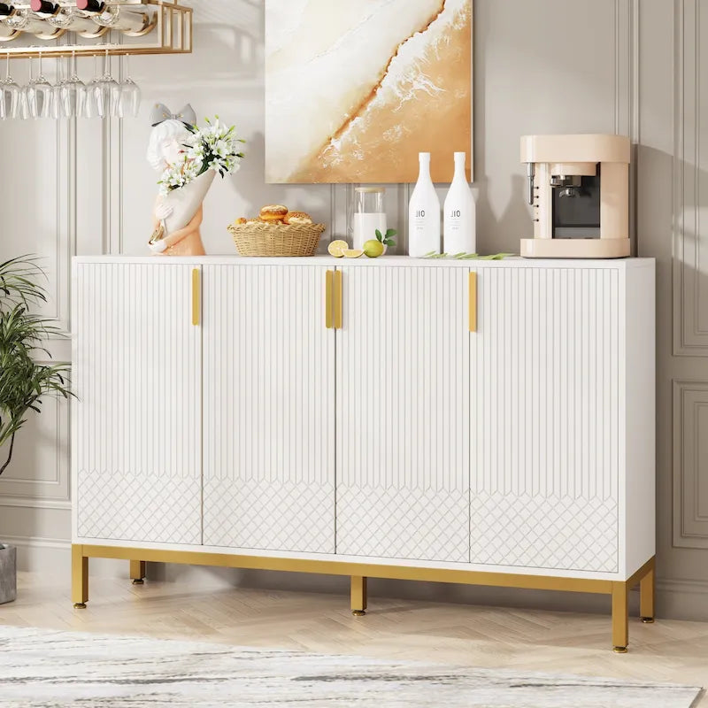 Credenza da Cucina da 55 Pollici, Mobile Buffet con Contenitore