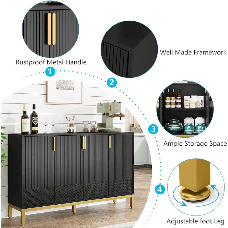 Credenza da Cucina da 55 Pollici, Mobile Buffet con Contenitore