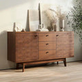 Madia credenza TV in stile scandinavo con cassetti e gambe in legno per TV fino a 65"