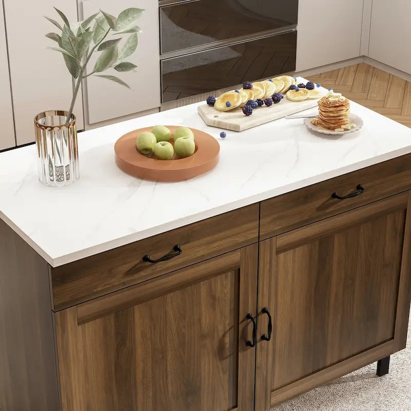 Isola da cucina multifunzione con piano in marmo e contenitore