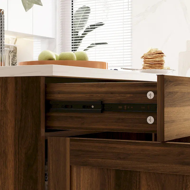Isola da cucina multifunzione con piano in marmo e contenitore