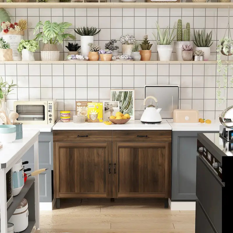 Isola da cucina multifunzione con piano in marmo e contenitore