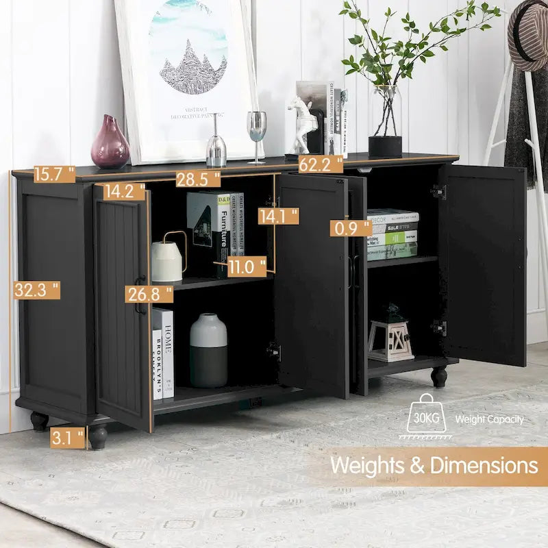 Mobiletto da Cucina, Credenza, Bar Caffè, Armadietto Contenitore Accentato