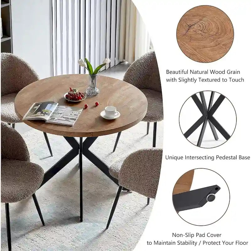 Set da pranzo rotondo con sedie a poltroncina in Sherpa, salvaspazio