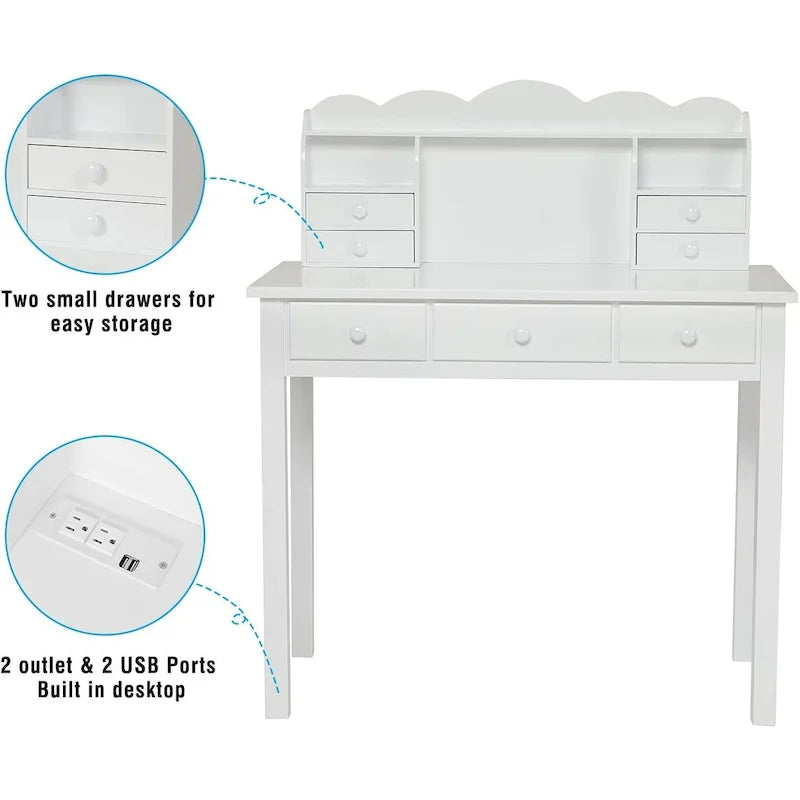 Scrivania con porta USB e 7 cassetti