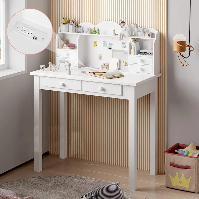 Scrivania con porta USB e 7 cassetti