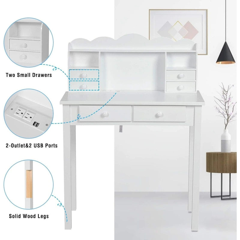 Scrivania con porta USB e 7 cassetti