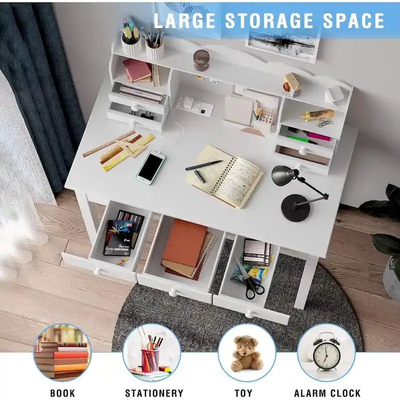 Scrivania con porta USB e 7 cassetti