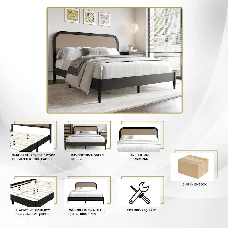 Letto a piattaforma moderno di metà secolo