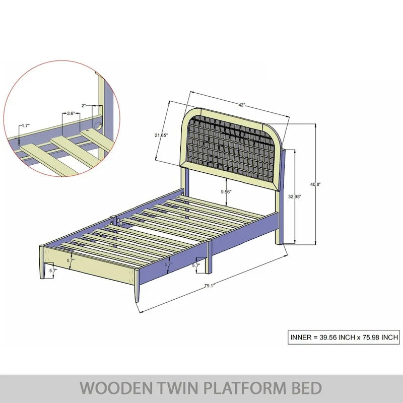 Letto a piattaforma moderno di metà secolo