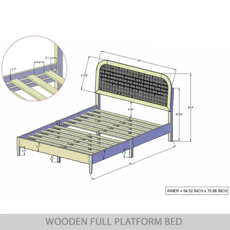 Letto a piattaforma moderno di metà secolo