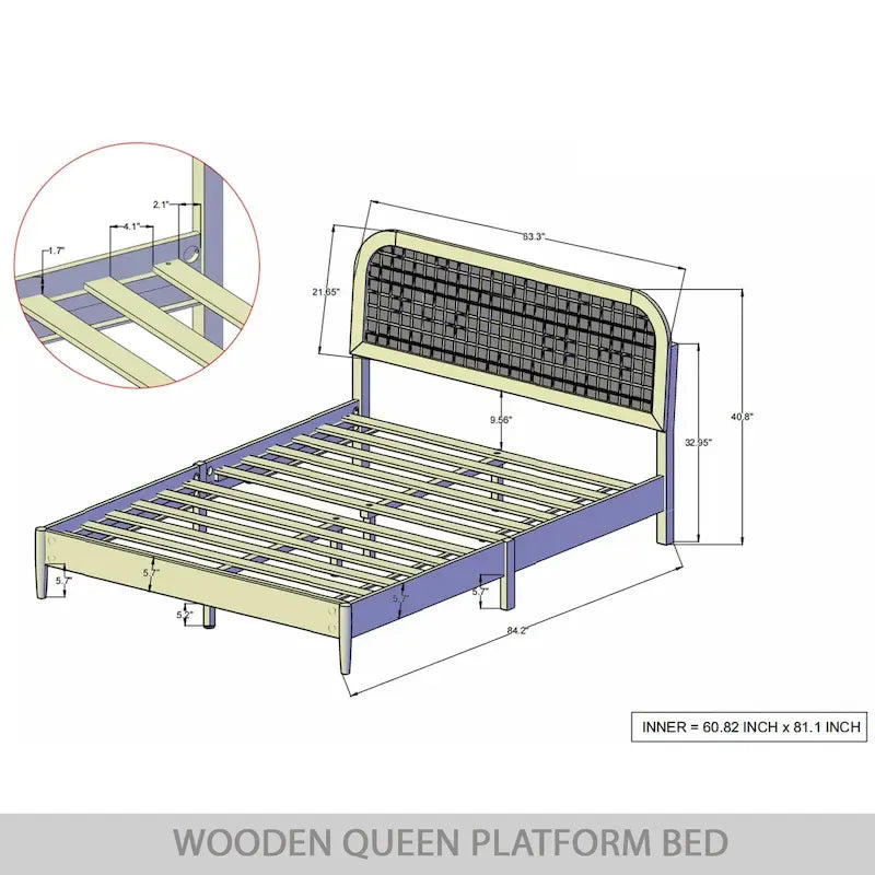 Letto a piattaforma moderno di metà secolo