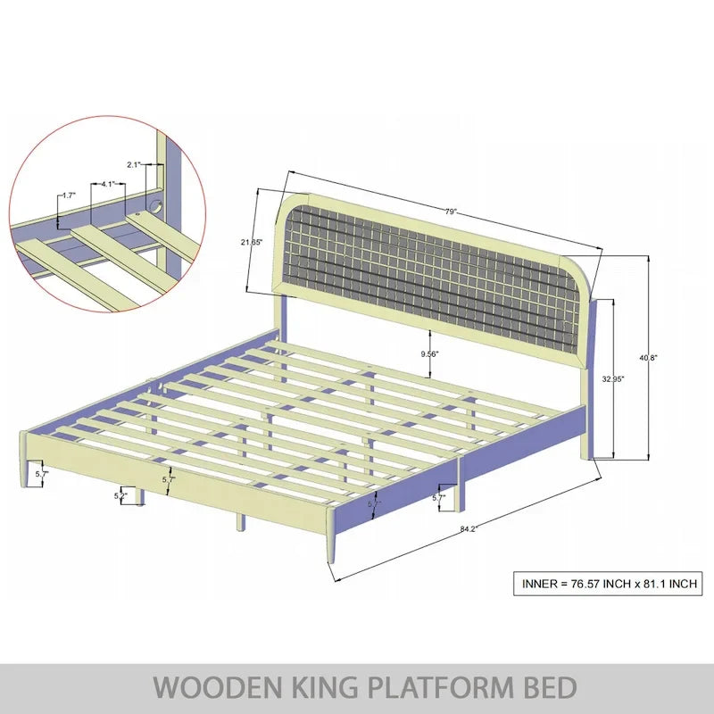 Letto a piattaforma moderno di metà secolo