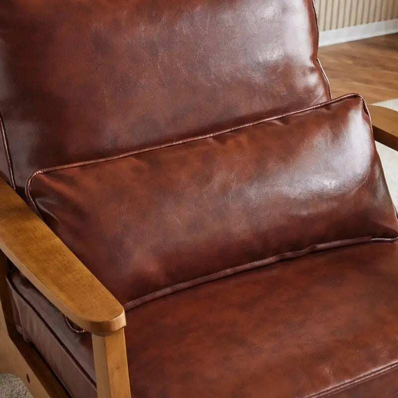 Poltrona d'accento rivestita in misto lino con gambe in legno e cuscino, beige