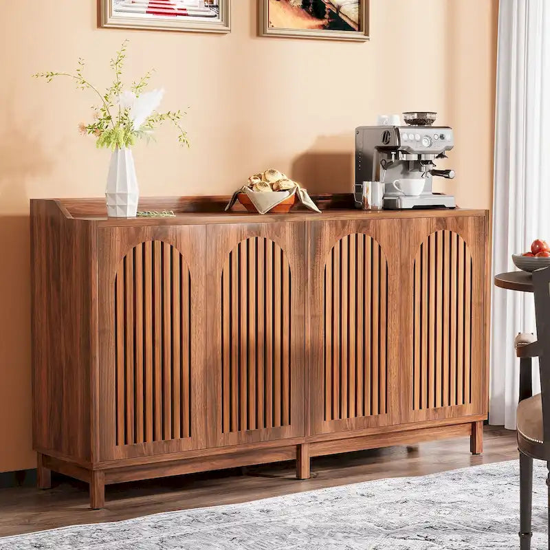 Credenza da buffet stile rustico da 57" con ante e ripiano regolabile