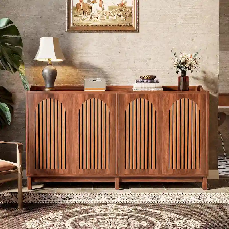 Credenza da buffet stile rustico da 57" con ante e ripiano regolabile