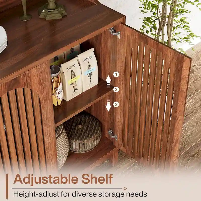 Credenza da buffet stile rustico da 57" con ante e ripiano regolabile