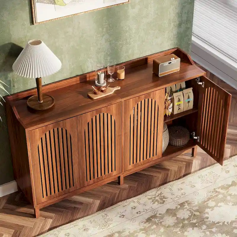 Credenza da buffet stile rustico da 57" con ante e ripiano regolabile