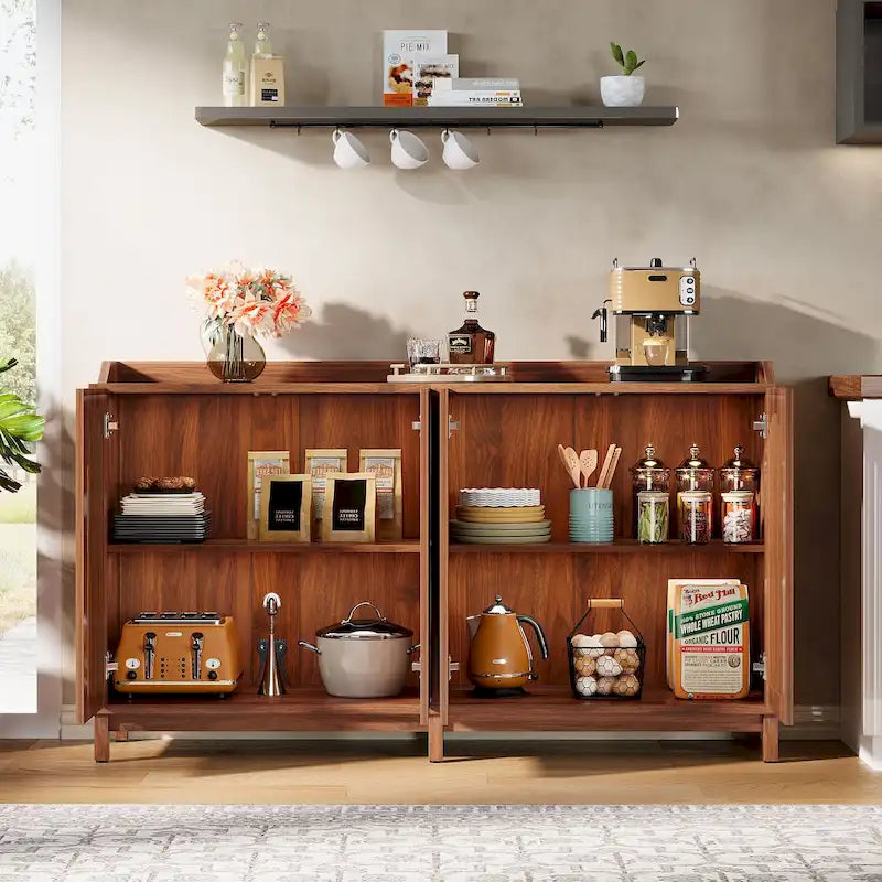 Credenza da buffet stile rustico da 57" con ante e ripiano regolabile
