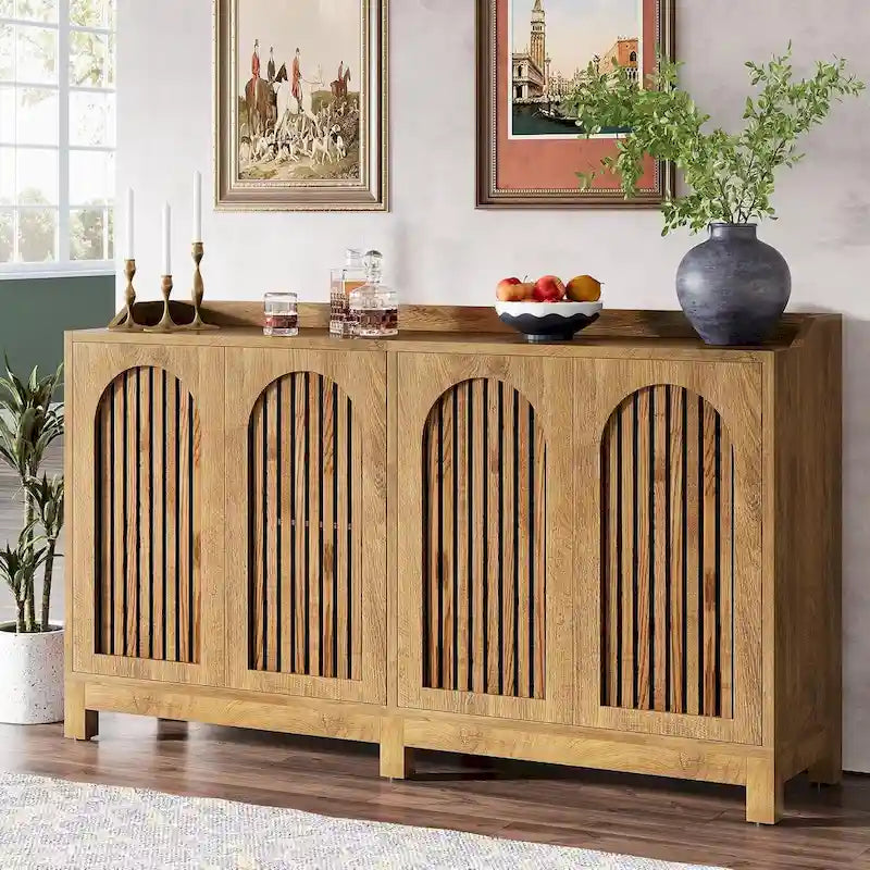 Credenza da buffet stile rustico da 57" con ante e ripiano regolabile