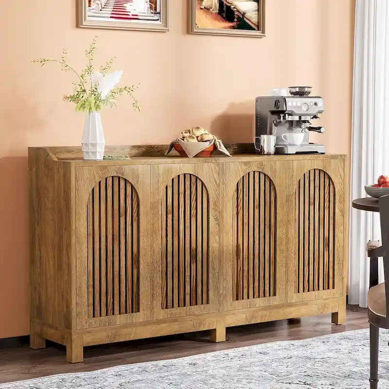 Credenza da buffet stile rustico da 57" con ante e ripiano regolabile