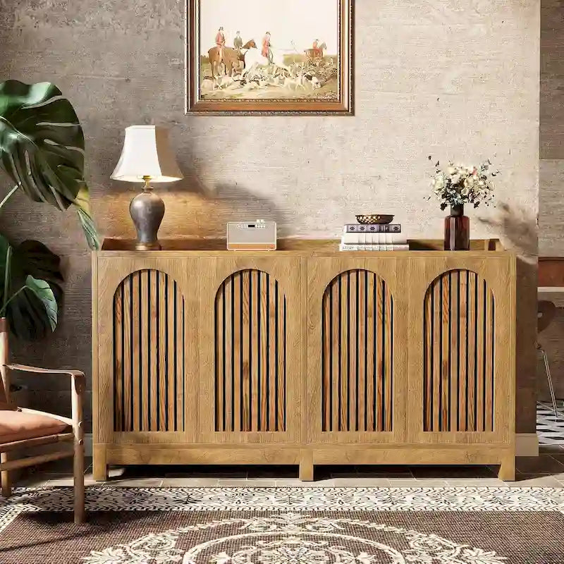 Credenza da buffet stile rustico da 57" con ante e ripiano regolabile
