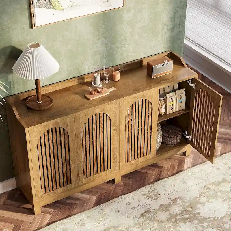 Credenza da buffet stile rustico da 57" con ante e ripiano regolabile