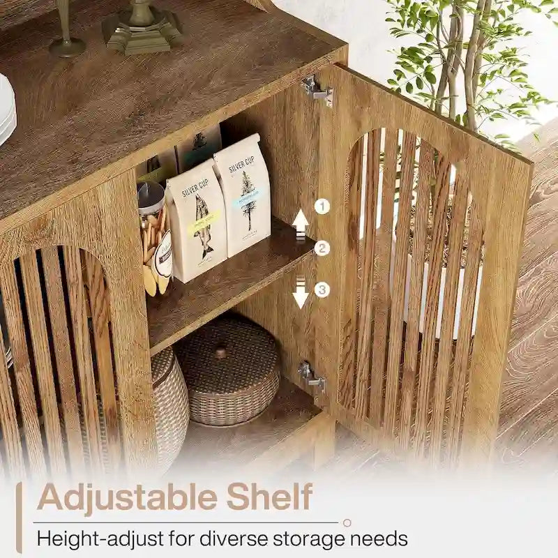 Credenza da buffet stile rustico da 57" con ante e ripiano regolabile
