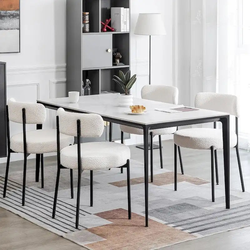 XINMICS Dining Chairs Set of 2/4/6, Mid Century Modern Upholstered Boucle Kitchen Dining Room Chairs