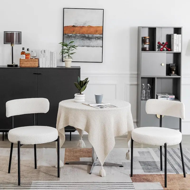 Sedie da pranzo imbottite in boucle Mid-Century Modern (Set da 2/4/6)