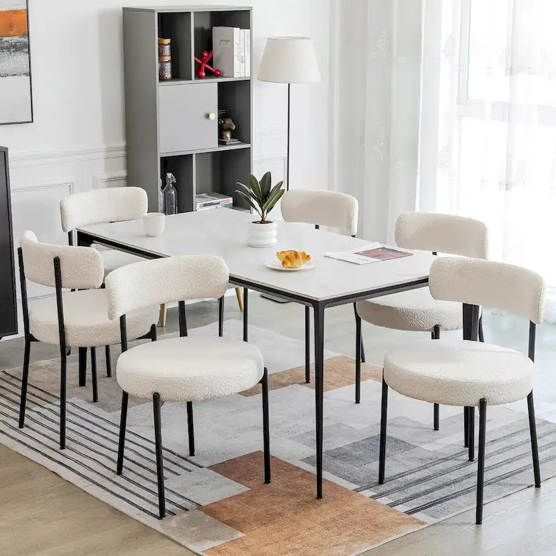 Sedie da pranzo imbottite in boucle Mid-Century Modern (Set da 2/4/6)