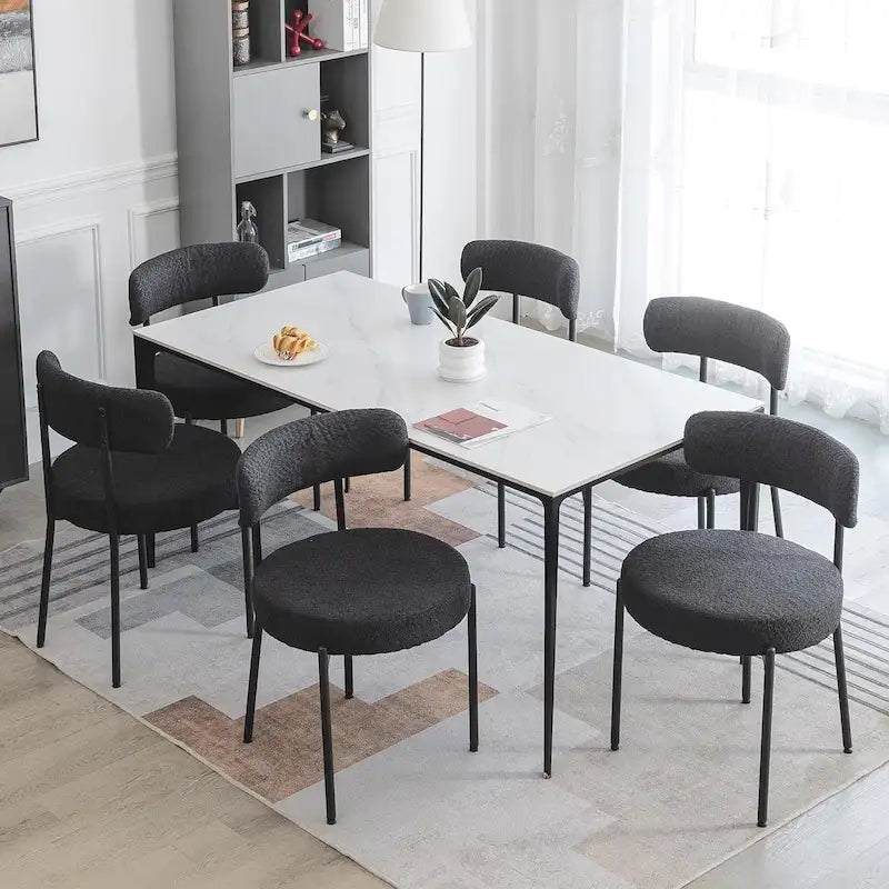 Sedie da pranzo imbottite in boucle Mid-Century Modern (Set da 2/4/6)